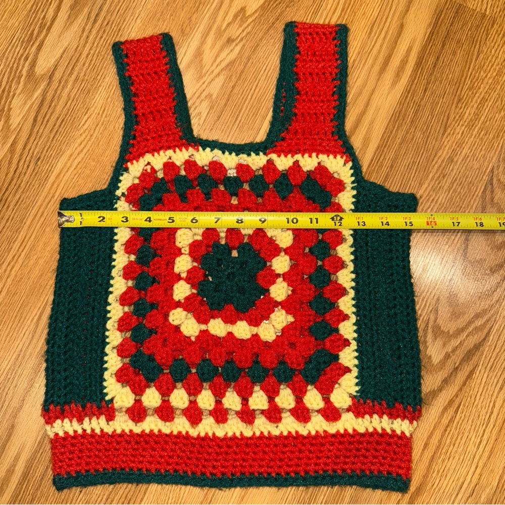 Vintage homemade crocheted granny square Sweater Vest‎ medium - Picture 4 of 5